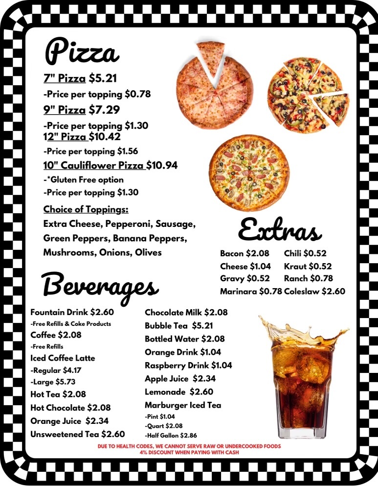 Menu The Corners Burgers ‘n Shakes