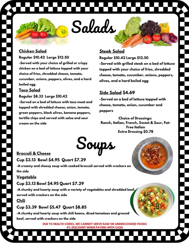 Menu The Corners Burgers ‘n Shakes