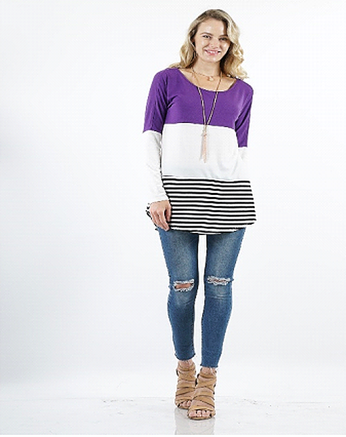 Sally Stripped Purple Color Block