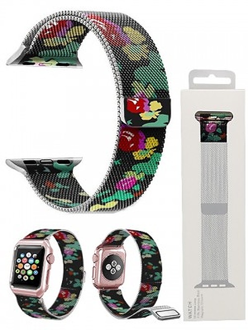 Black Floral Watch Band 42 - 44