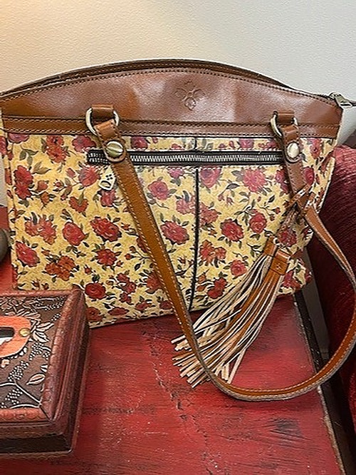 Patricia Nash Leather Tan Rosso Fiore Tote