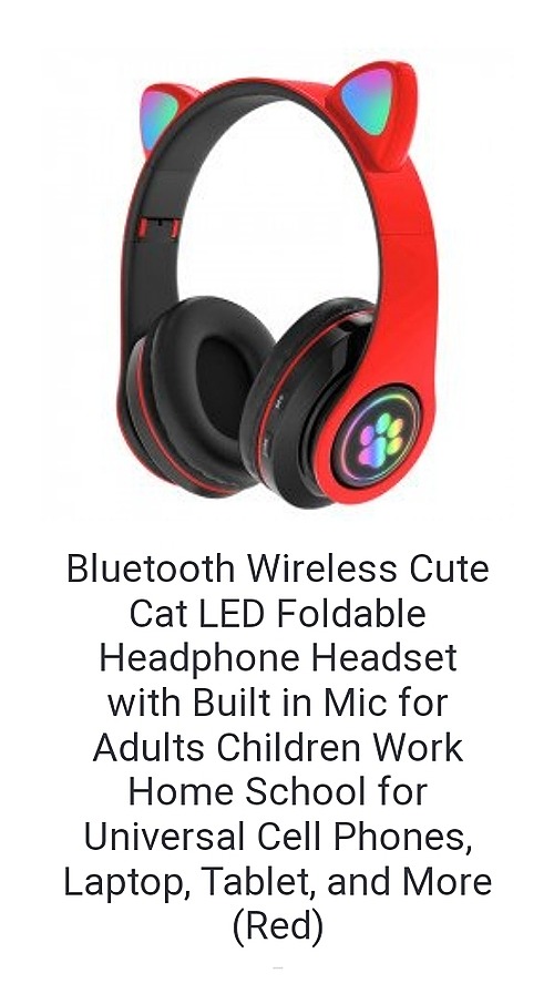 Red Kids Cat Ear Wireless Headphones