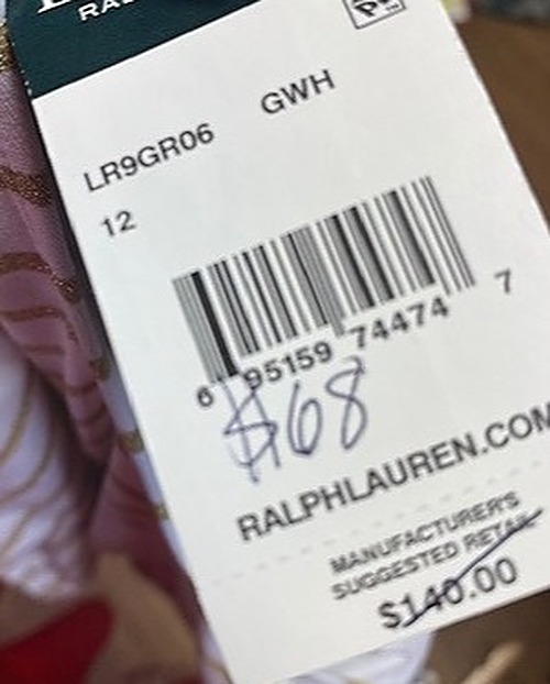 Ralph Lauren Metallic Gold and White Bathing Suite