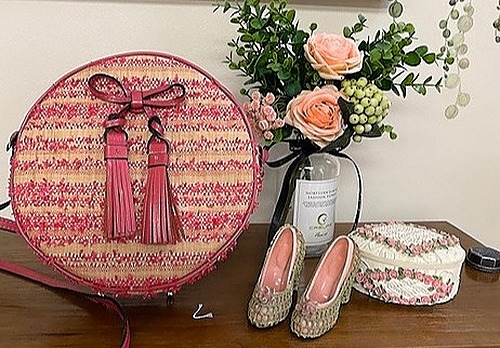 Patricia Nash Pink Straw Purse