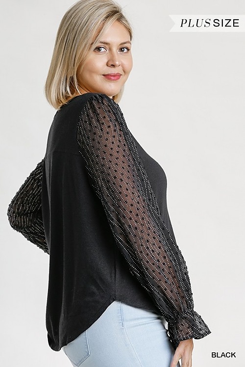 Black Sheer Polka Dotted