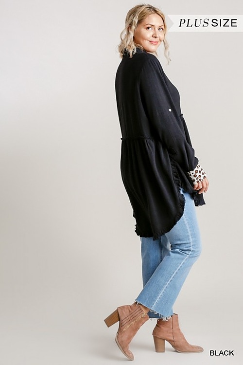 Black Tunic with Animal Print Tab