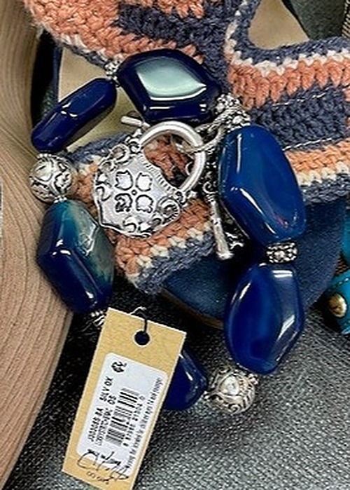 Patricia Nash Navy Blue Stone Charm Bracelet