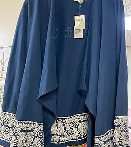 Lucky Brand Navy Embroidery Cardigan