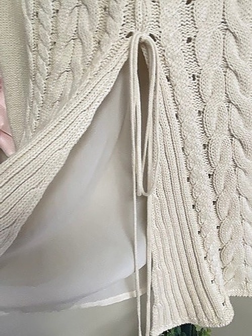 cabi Ivory Cable Knit Sweater