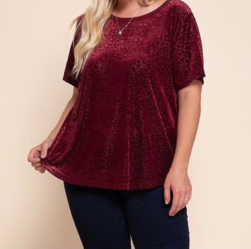 Wine Animal Print Sheer