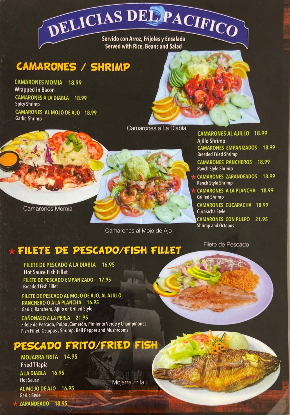 La Perla del Pacífico Menu