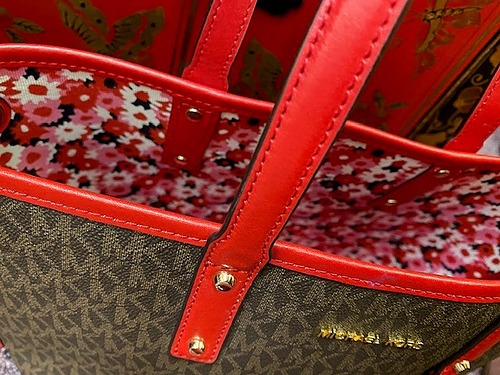 Michael Kors Black and Red Handbag and Wallet Set