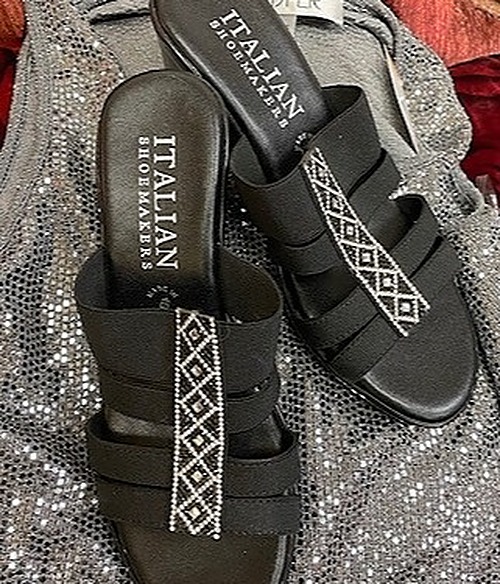 Italian Shoemakers Black Wedge Sandals