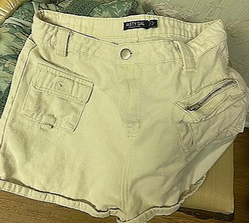 Nasty Gal Cream Jean Shorts