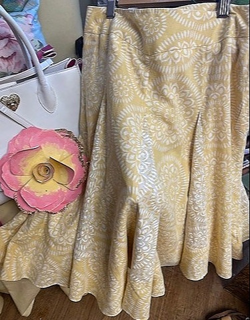 LOFT Yellow and White Skirt