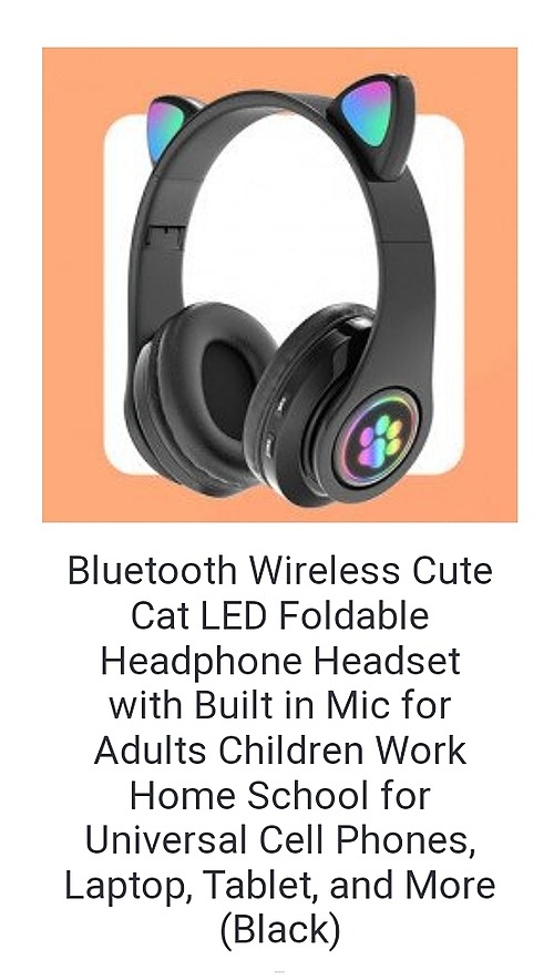 Black Kids Cat Ear Wireless Headphones