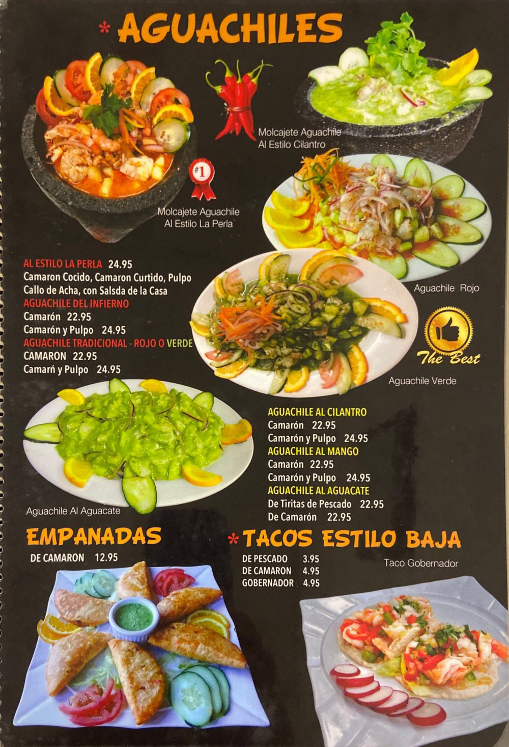 La Perla del Pacífico Menu