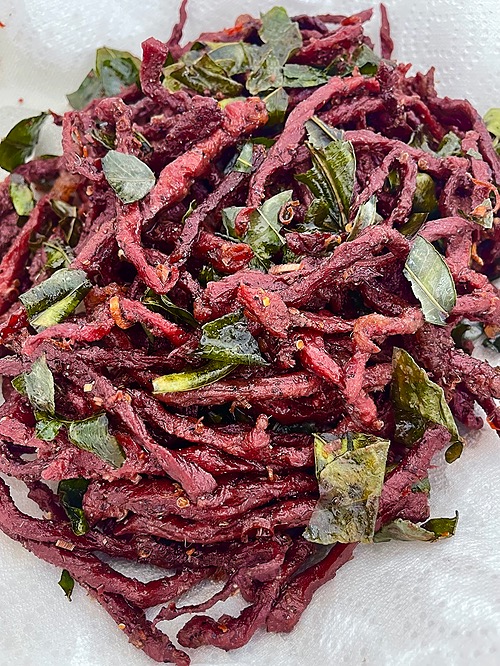 Uncooked Seen lod (Lao beef jerky) KellyNoi's Kitchen LLC