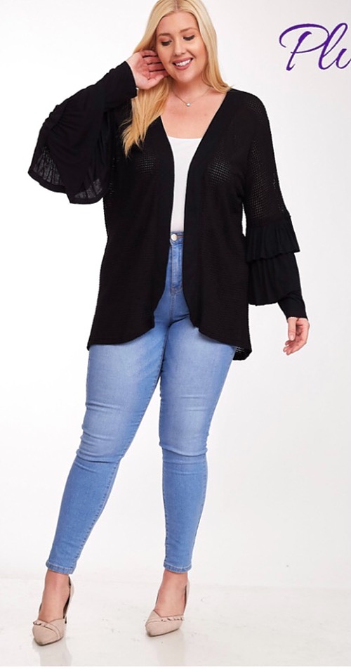 Ruffle Sleeve Cardigan