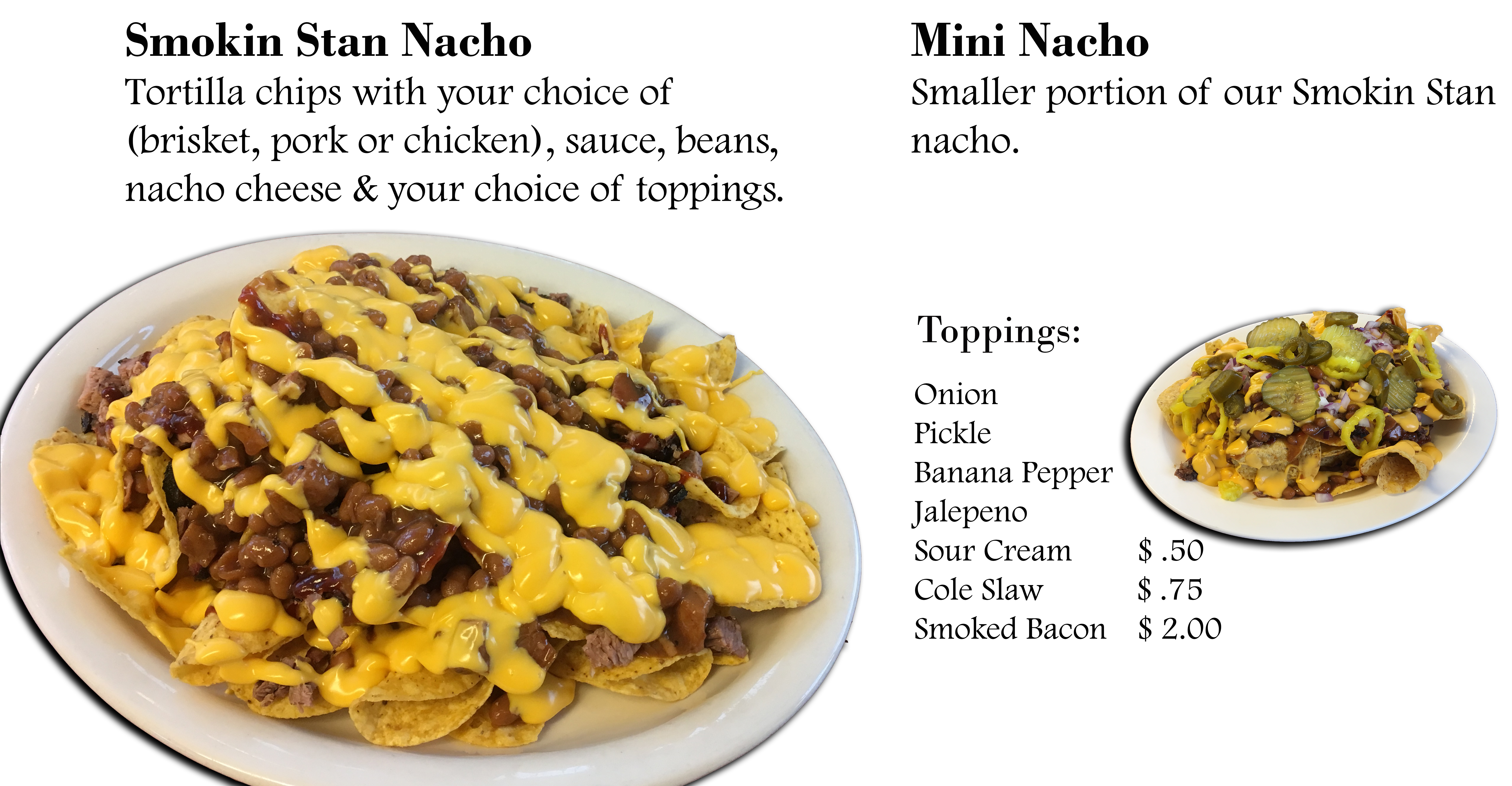 Smokin Stan's BBQ Menu