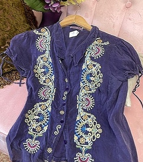 Anthropologie Purple Floral Top