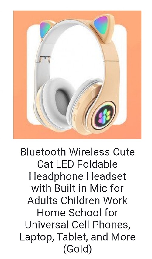 Gold Kids Cat Ear Wireless Headphone