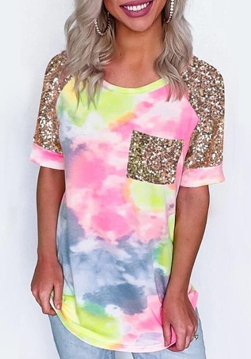 Gold Glitter Tie Dyed Top