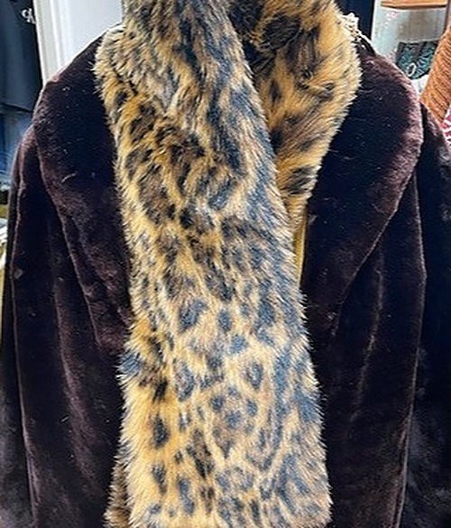 J Crew Faux Fur Leopard Print Scarf
