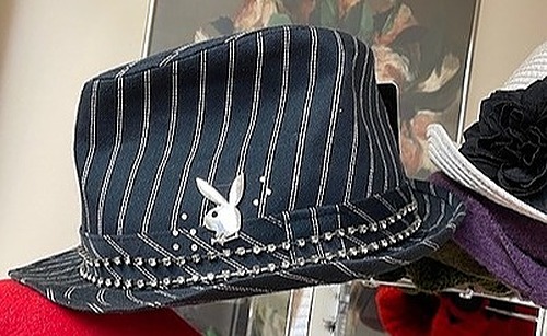 Playboy Black Pinstripe Fedora