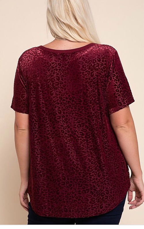 Wine Animal Print Sheer