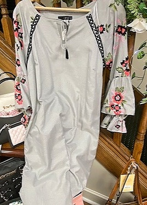 Sangria Floral Embroidery Dress