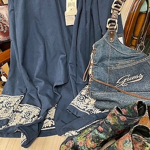 Lucky Brand Navy Embroidery Cardigan