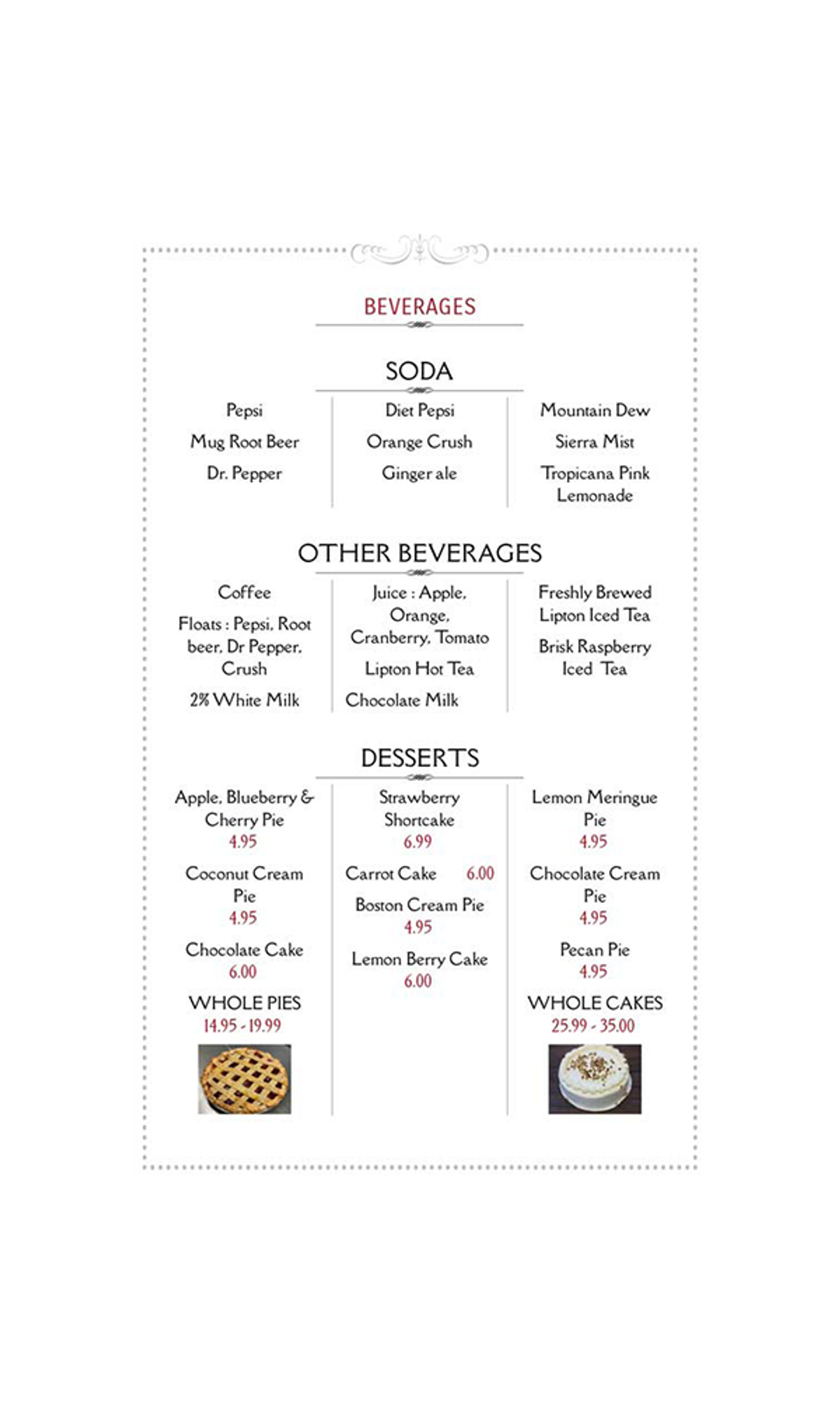 Curly's Chicken House Menu