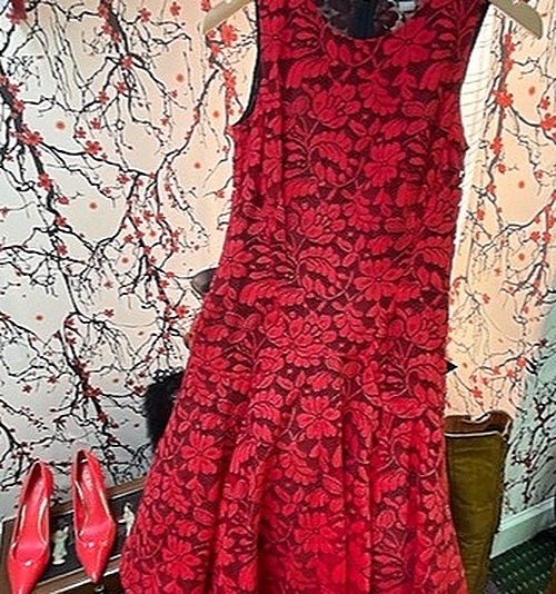 Tommy Hilfiger Red Lace Sleeveless Dress