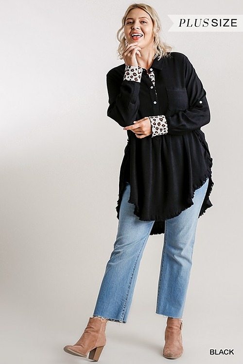 Black Tunic with Animal Print Tab