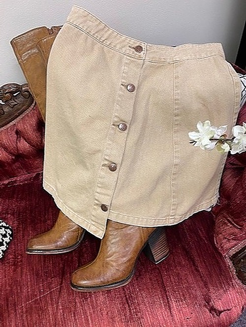 MinkPink Khaki Mini Skirt