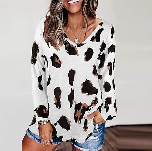 Women's Long Sleeve Leopard Top